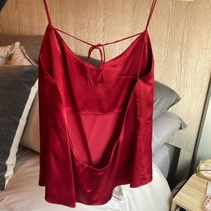 Reformation Red Silk Blouse
